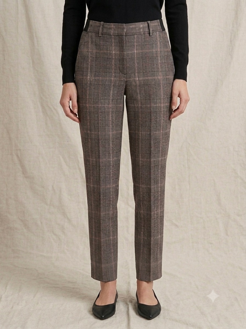 NWT H&M Plaid Slim Ankle Slacks Dress Pants Gray Pink Size 4 - Picture 1 of 12
